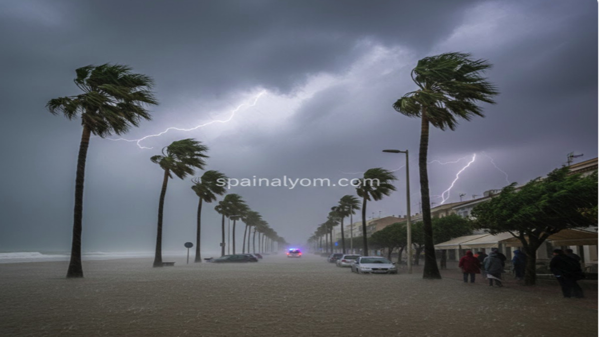 عاصفة ليوناردو تضرب إسبانيا وتتسبب في فيضانات وإجلاء آلاف السكان.