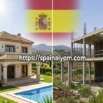 مقارنة بين منزل جاهز للبيع وموقع بناء متعثر في إسبانيا يظهر الفرق في جودة الاستثمار العقاري.