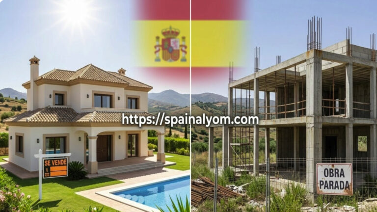 مقارنة بين منزل جاهز للبيع وموقع بناء متعثر في إسبانيا يظهر الفرق في جودة الاستثمار العقاري.