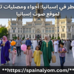 صلاة عيد الفطر في مدريد إسبانيا وتجمعات الجالية المسلمة بملابس تقليدية أمام معالم تاريخية