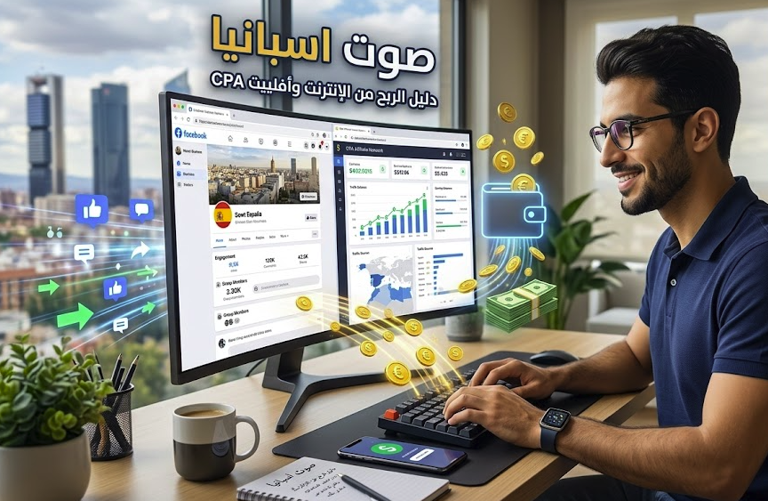 الربح من الإنترنت وأفلييت CPA عبر صفحات وجروبات فيسبوك قوية موقع صوت اسبانيا