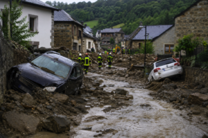 Landslide and flooding damage in Manzanedo de Valdueza, León