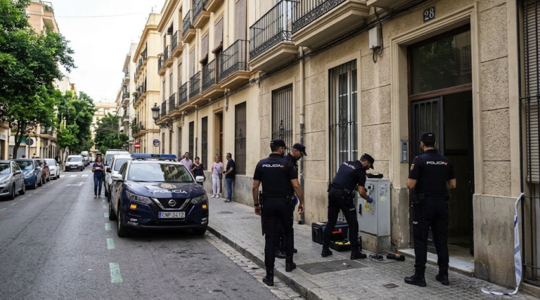 الشرطة الوطنية الإسبانية خلال عملية اعتقال مطلوب من ألمانيا في فالنسيا
