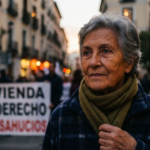 Pareja joven revisando detenidamente las cláusulas de un contrato de alquiler residencial sobre una mesa de madera junto a una ventana.