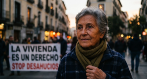 Pareja joven revisando detenidamente las cláusulas de un contrato de alquiler residencial sobre una mesa de madera junto a una ventana.
